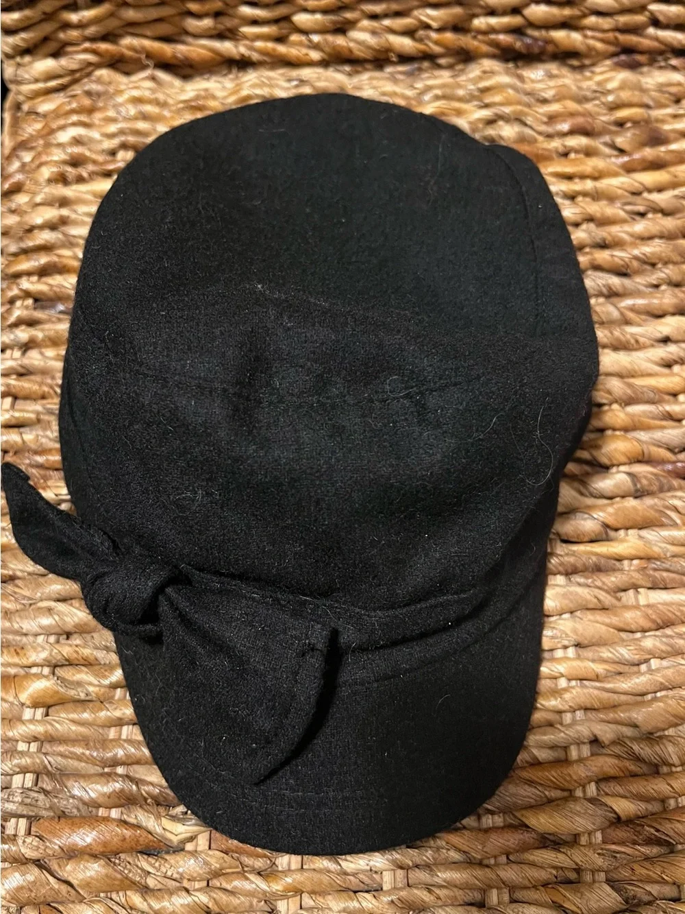 Trixie Black Wool Blend Newsboy Hat